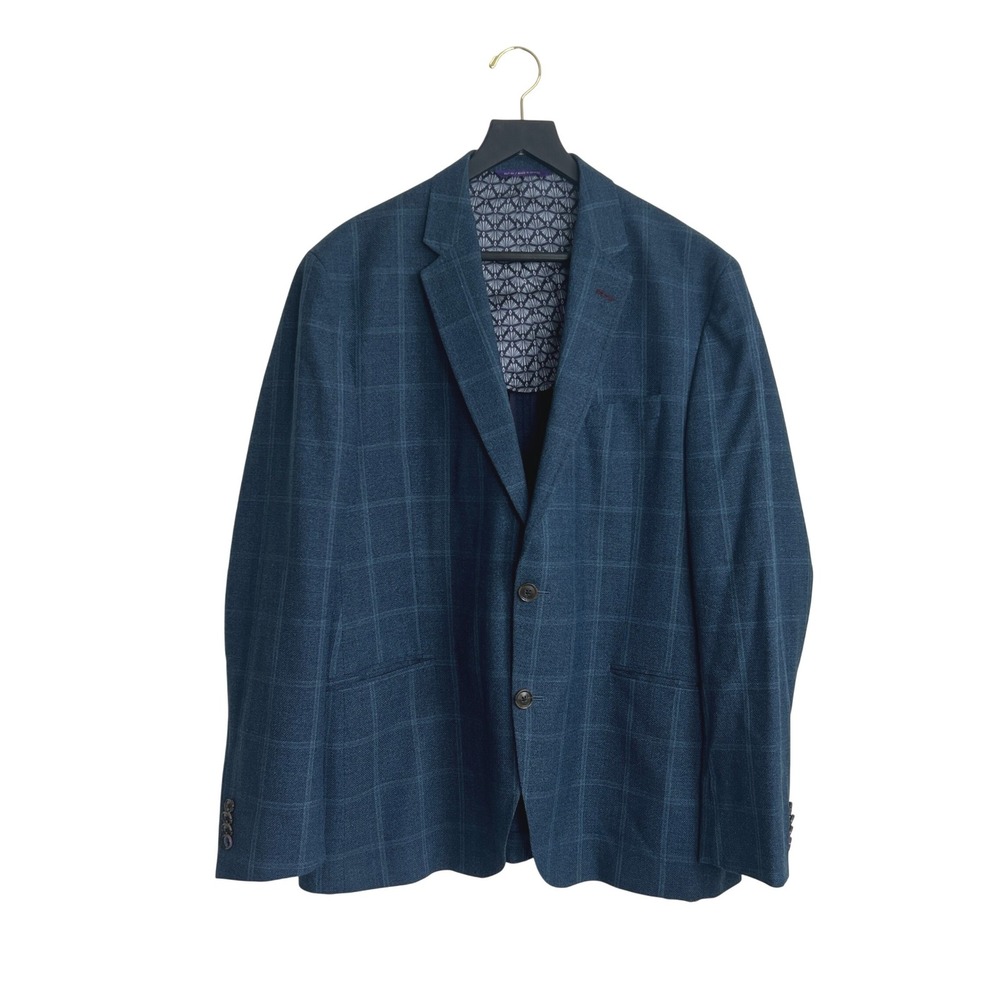 Ted Baker‎ London Endurance Sport Coat Jacket Windowpane Blue Plaid 100% Wool